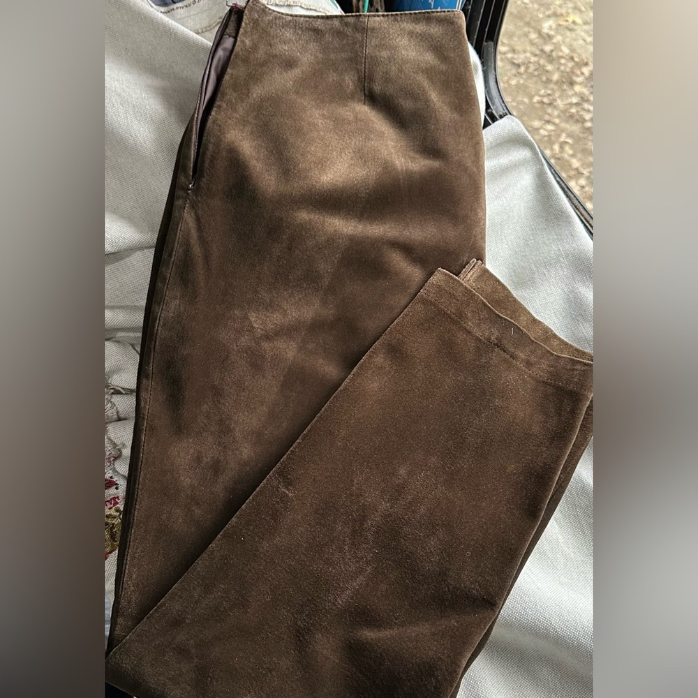 Vintage Brown Leather PANTS Women’s Size 14 Suede SAKS FIFTH AVENUE Real Clothes